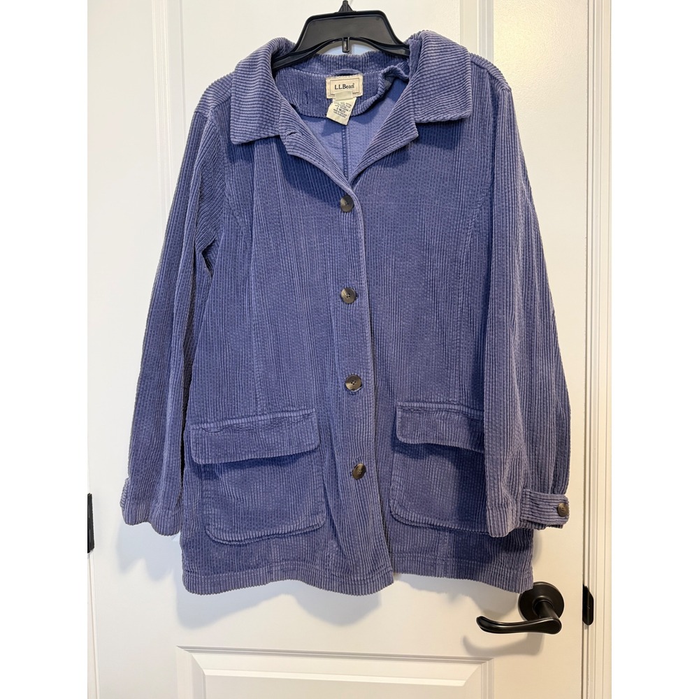 L.L. Bean‎ Vintage Corduroy Barn Jacket Womens Large Blue Good Coastal
